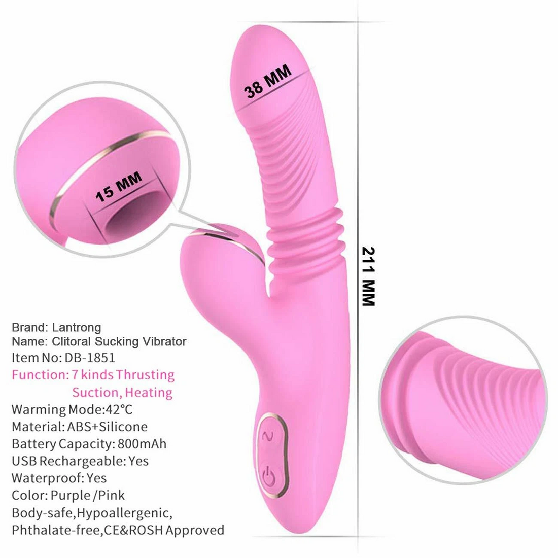 Rechargeable Clit Sucking Thrusting G-spot Vibrator